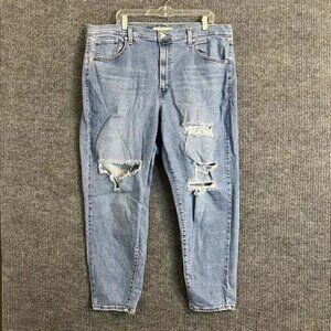 Levis Womens High Waisted Mom Jeans Size 20W Distressed Blue Medium Wash Denim